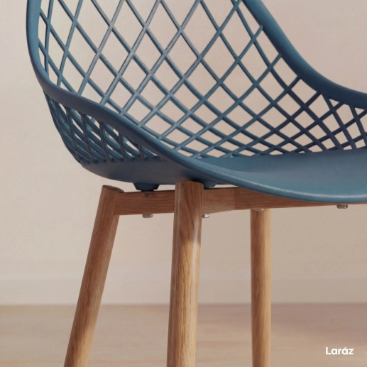 Produto Kit 2 Cadeiras de jantar Clarice Cloe com design contemporâneo - Azul petróleo