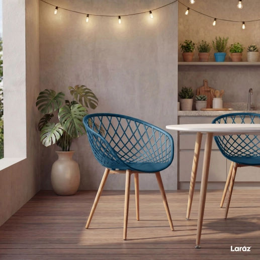 Produto Kit 2 Cadeiras de jantar Clarice Nest com design moderno e anatômico - Azul petróleo