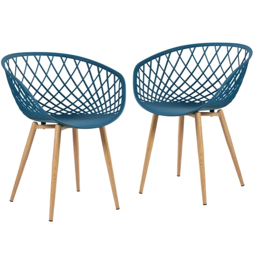 Produto Kit 2 Cadeiras de jantar Clarice Nest com design moderno e anatômico - Azul petróleo