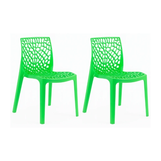 Produto Kit 2 Cadeiras de jantar Gruvyer com design contemporâneo e anatômico - Verde Claro