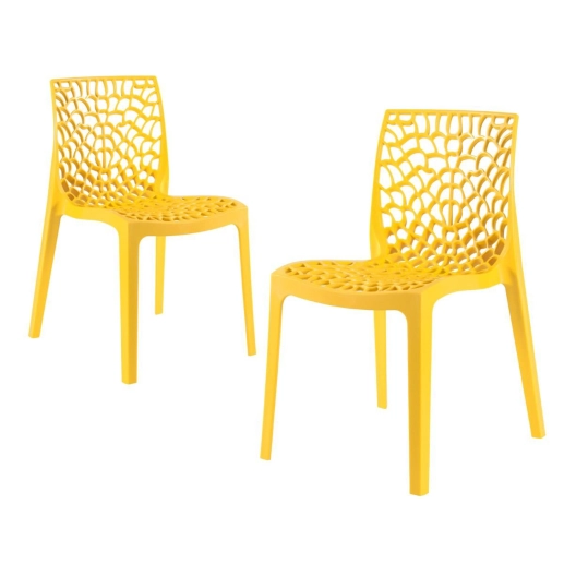 Produto Kit 2 Cadeiras de jantar Gruvyer com design contemporâneo e anatômico - Amarelo