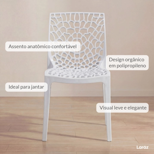 Produto Kit 2 Cadeiras de jantar Gruvyer com design contemporâneo e anatômico - Branco