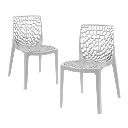 Produto Kit 2 Cadeiras de jantar Gruvyer com design contemporâneo e anatômico - Cinza claro