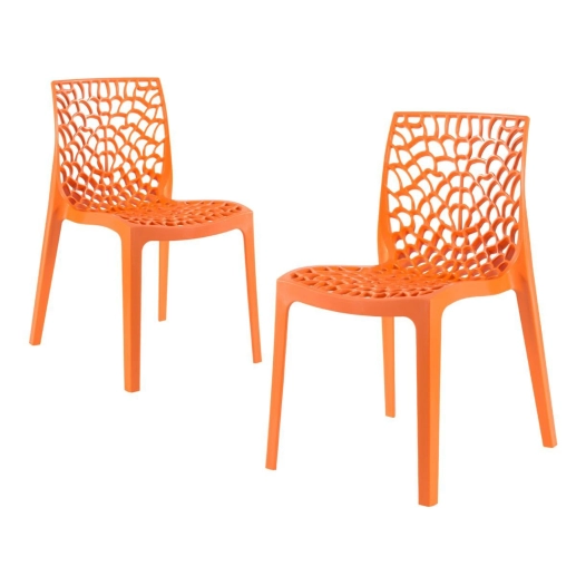 Produto Kit 2 Cadeiras de jantar Gruvyer com design contemporâneo e anatômico - Laranja