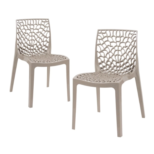 Produto Kit 2 Cadeiras de jantar Gruvyer com design contemporâneo e anatômico - Nude