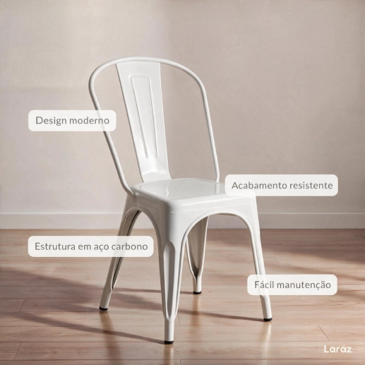 Produto Kit 2 Cadeiras de jantar Iron Tolix com design industrial - Branco