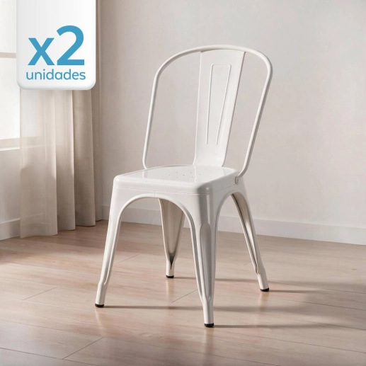 Produto Kit 2 Cadeiras de jantar Iron Tolix com design industrial - Branco