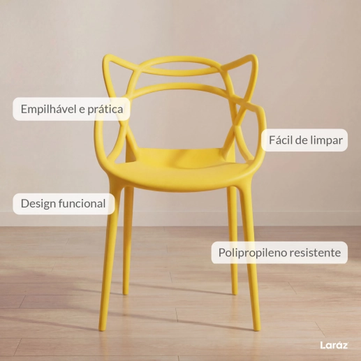 Produto Kit 2 Cadeiras de jantar Master Allegra Design Moderno em Polipropileno - Amarelo