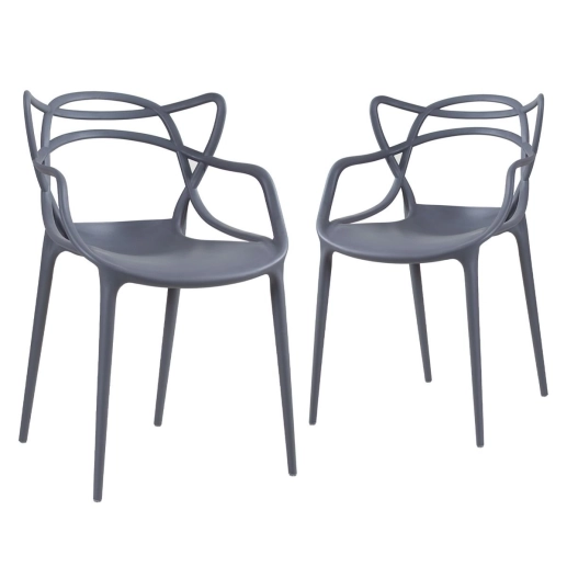 Produto Kit 2 Cadeiras de jantar Master Allegra Design Moderno em Polipropileno - Cinza escuro