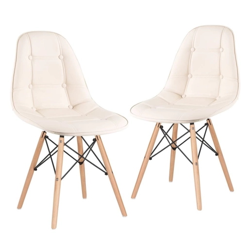 Produto Kit 2 Cadeiras de jantar Charles Eames Eiffel Botonê Estofada - Creme