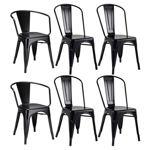 Kit 2 Cadeiras de jantar + 4 Cadeiras Iron Tolix - Preto Produto Kit 2 Cadeiras de jantar + 4 Cadeiras Iron Tolix - Preto