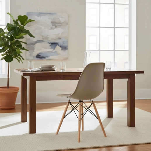 Produto Kit 20 Cadeiras de jantar Charles Eames Eiffel DSW em Polipropileno com pés de madeira clara – Nude