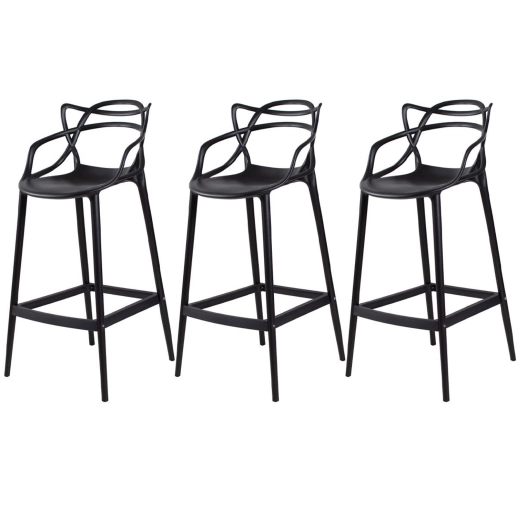 Produto Kit 3 Banquetas alta para bancada Master Allegra em Polipropileno 76 cm - Preto