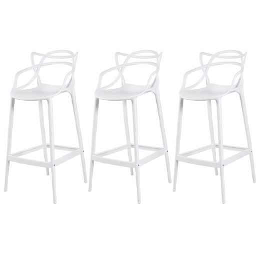 Kit 3 Banquetas alta para bancada Master Allegra em Polipropileno 78 cm - Branco Produto Kit 3 Banquetas alta para bancada Master Allegra em Polipropileno 78 cm - Branco