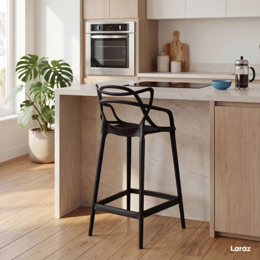 Kit 3 Banquetas média para bancada Master Allegra em Polipropileno 66 cm - Preto Produto Kit 3 Banquetas média para bancada Master Allegra em Polipropileno 66 cm - Preto