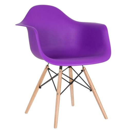 Produto Kit 3 cadeiras Charles Eames Eiffel DAW com pés de madeira clara - Roxo
