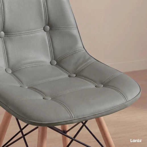 Produto Kit 3 Cadeiras de jantar Charles Eames Eiffel Botonê Estofada – Cinza