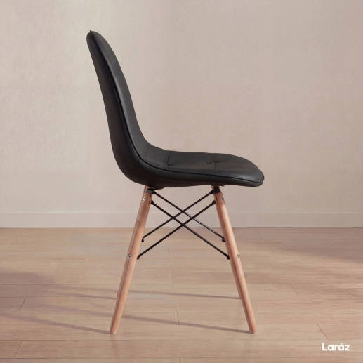 Produto Kit 3 Cadeiras de jantar Charles Eames Eiffel Botonê Estofada – Preto