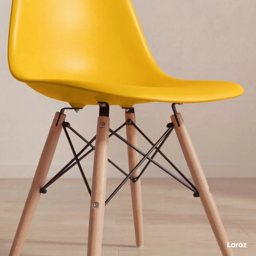 Produto Kit 3 Cadeiras de jantar Charles Eames Eiffel DSW em Polipropileno - Amarelo