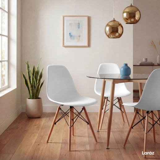 Produto Kit 3 Cadeiras de jantar Charles Eames Eiffel DSW em Polipropileno - Branco