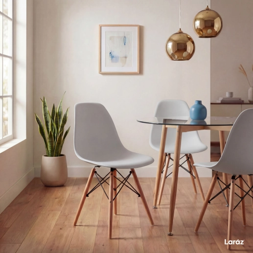 Produto Kit 3 Cadeiras de jantar Charles Eames Eiffel DSW em Polipropileno - Cinza claro