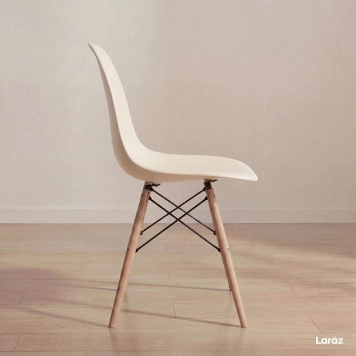Produto Kit 3 Cadeiras de jantar Charles Eames Eiffel DSW em Polipropileno - Creme