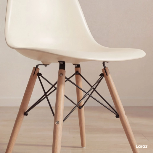 Produto Kit 3 Cadeiras de jantar Charles Eames Eiffel DSW em Polipropileno - Creme
