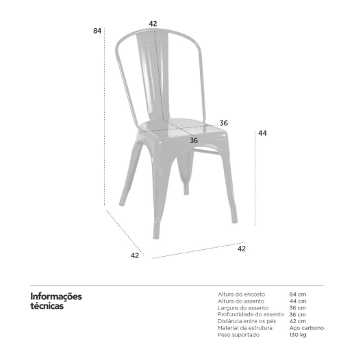 Produto Kit 32 Cadeiras de jantar Iron Tolix com design industrial - Preto Semibrilho