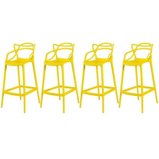 Kit 4 Banquetas alta para bancada Master Allegra em Polipropileno 78 cm - Amarelo Produto Kit 4 Banquetas alta para bancada Master Allegra em Polipropileno 78 cm - Amarelo