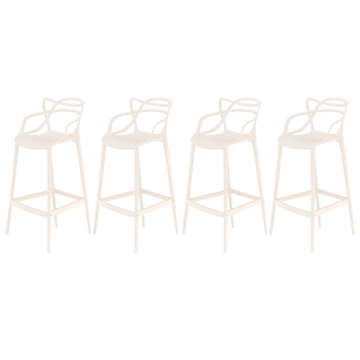 Produto Kit 4 Banquetas média para bancada Master Allegra em Polipropileno 66 cm - Creme