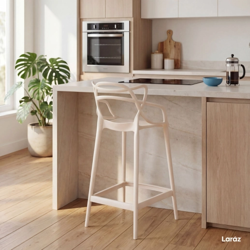 Produto Kit 4 Banquetas média para bancada Master Allegra em Polipropileno 66 cm - Creme