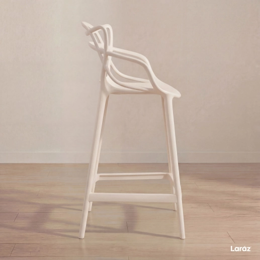 Produto Kit 4 Banquetas média para bancada Master Allegra em Polipropileno 66 cm - Creme