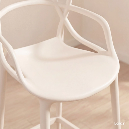 Produto Kit 4 Banquetas média para bancada Master Allegra em Polipropileno 66 cm - Creme