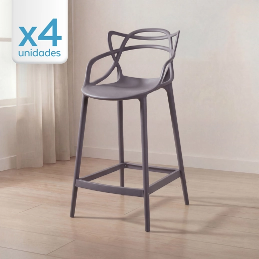 Produto Kit 4 Banquetas média para bancada Master Allegra em Polipropileno 66 cm - Fendi