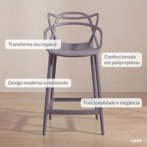 Produto Kit 4 Banquetas média para bancada Master Allegra em Polipropileno 66 cm - Fendi