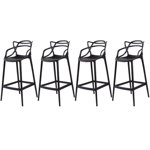 Produto Kit 4 Banquetas média para bancada Master Allegra em Polipropileno 66 cm - Preto