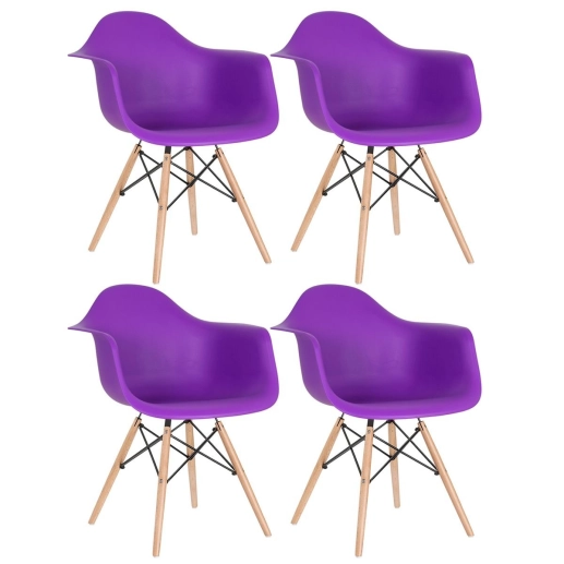 Kit 4 Cadeiras de jantar Charles Eames Eiffel DAW em Polipropileno - Roxo Produto Kit 4 Cadeiras de jantar Charles Eames Eiffel DAW em Polipropileno - Roxo