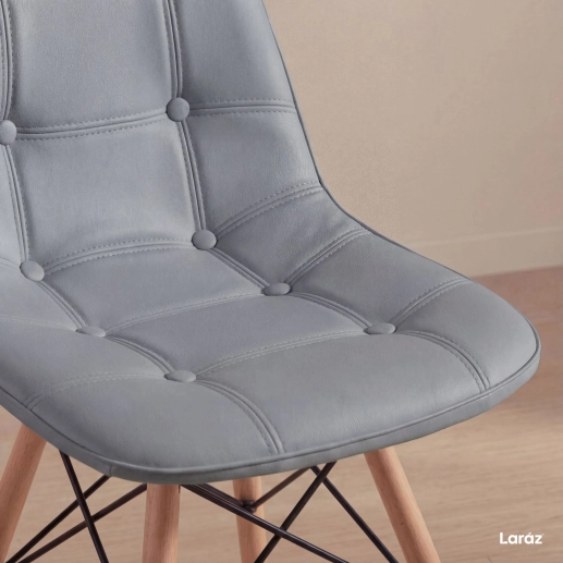 Produto Kit 4 Cadeiras de jantar Charles Eames Eiffel Botonê Estofada - Cinza escuro