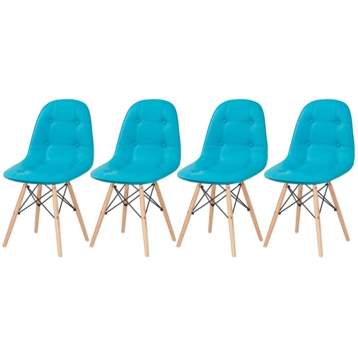 Kit 4 Cadeiras de jantar Charles Eames Eiffel Botonê Estofada - Tiffany Produto Kit 4 Cadeiras de jantar Charles Eames Eiffel Botonê Estofada - Tiffany