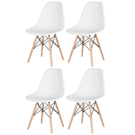 Produto Kit 4 Cadeiras de jantar Charles Eames Eiffel DSW em Polipropileno - Branco
