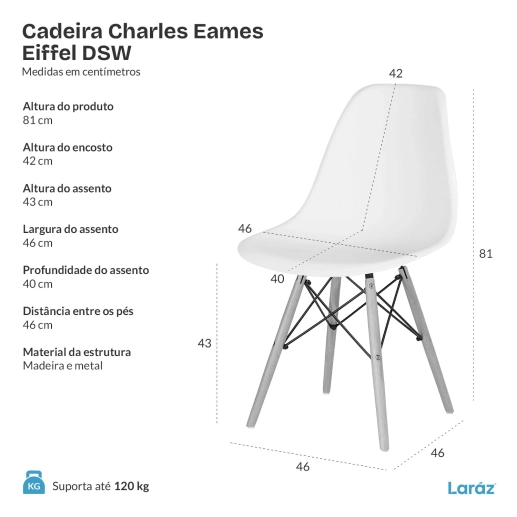 Produto Kit 4 Cadeiras de jantar Charles Eames Eiffel DSW em Polipropileno - Branco