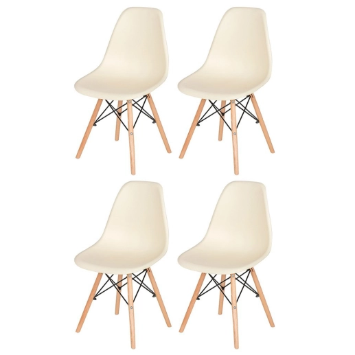 Kit 4 Cadeiras de jantar Charles Eames Eiffel DSW em Polipropileno - Creme Produto Kit 4 Cadeiras de jantar Charles Eames Eiffel DSW em Polipropileno - Creme