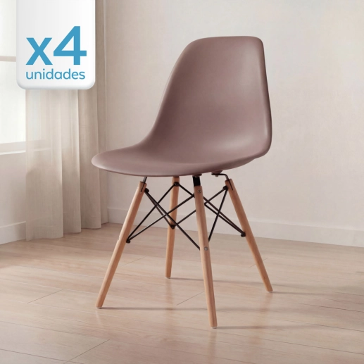 Produto Kit 4 Cadeiras de jantar Charles Eames Eiffel DSW em Polipropileno - Fendi