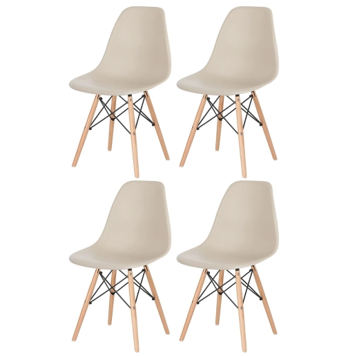 Produto Kit 4 Cadeiras de jantar Charles Eames Eiffel DSW em Polipropileno - Nude