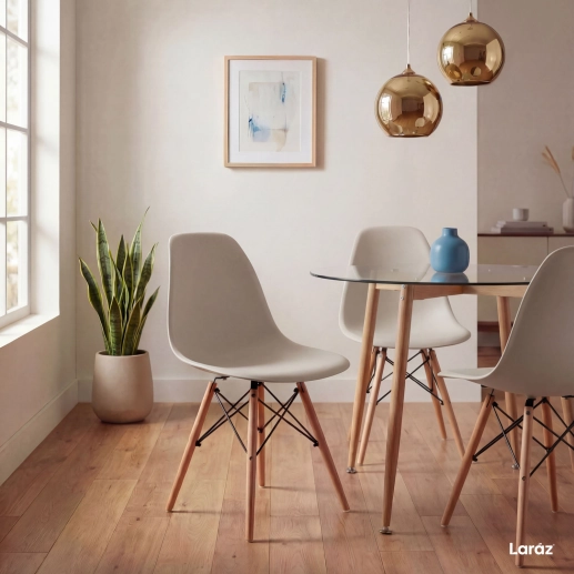 Produto Kit 4 Cadeiras de jantar Charles Eames Eiffel DSW em Polipropileno - Nude