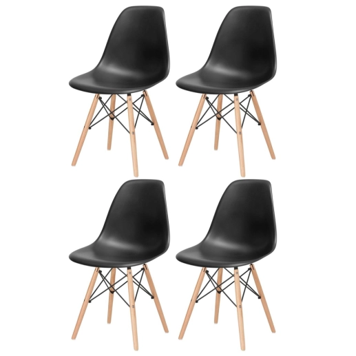 Produto Kit 4 Cadeiras de jantar Charles Eames Eiffel DSW em Polipropileno - Preto