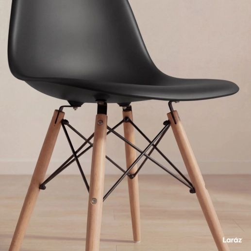 Produto Kit 4 Cadeiras de jantar Charles Eames Eiffel DSW em Polipropileno - Preto