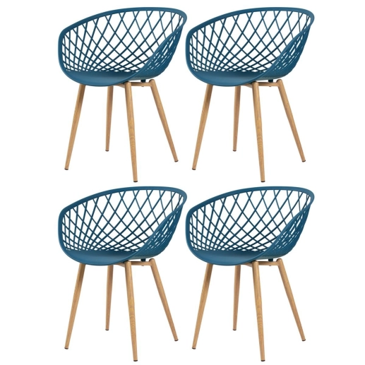 Produto Kit 4 Cadeiras de jantar Clarice Nest com design moderno e anatômico - Azul petróleo
