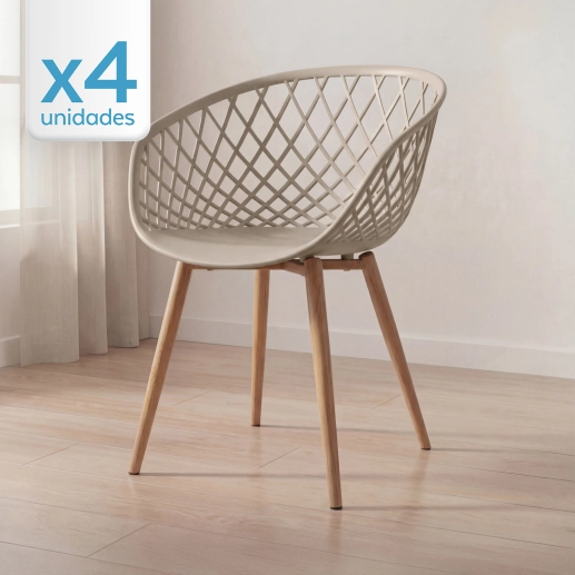 Produto Kit 4 Cadeiras de jantar Clarice Nest com design moderno e anatômico - Nude