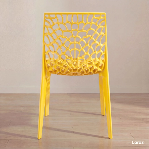 Produto Kit 4 Cadeiras de jantar Gruvyer com design contemporâneo e anatômico - Amarelo